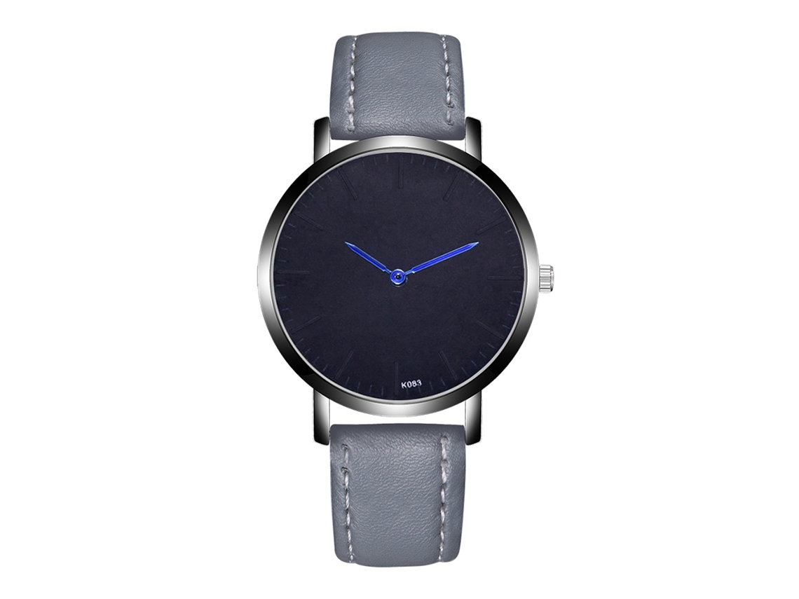 Relógio masculino Zhoulianfa, analógico, de quartzo, com pulseira de PU cinza, estilo executivo.