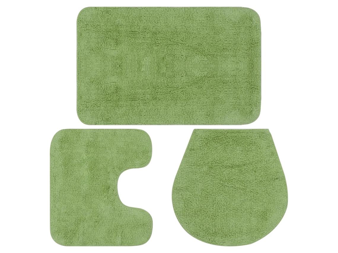Vidaxl Conjunto Tapetes De Casa De Banho 3 Pcs Tecido Verde