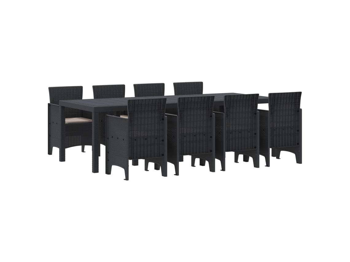 Conjunto 9 Conjunto De Jantar Para Jardim Vidaxl Antracite Polipropileno (250 X 100 X 73 Cm)