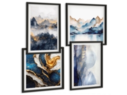 Pinturas Murais Modernas Especiarias, Café, Ervas, Padrões Moldura Preta Pinturas De Quarto Espelharte (conjunto De 4 Imagens)