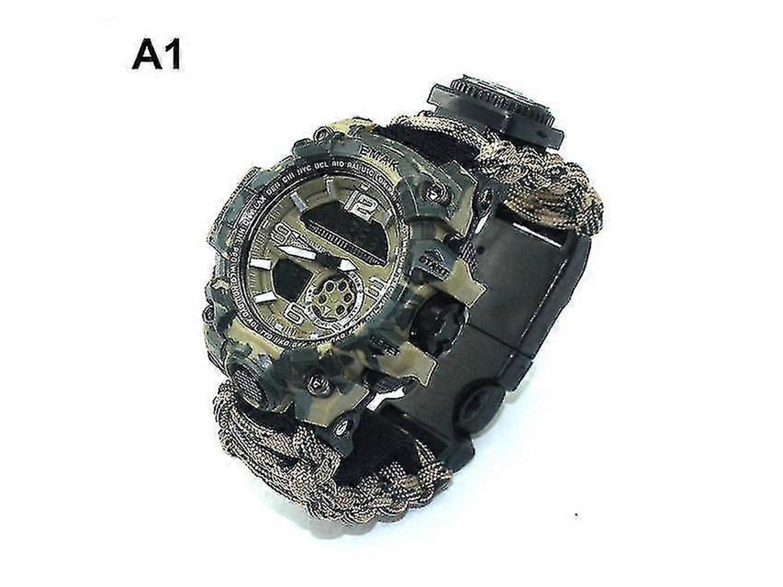 Em 1 Relógio De Pulseira Paracord Tático De Sobrevivência Ao Ar Livre Com Bússola Raspador Rotina Paracord Apito Ferramentas De Acampamento