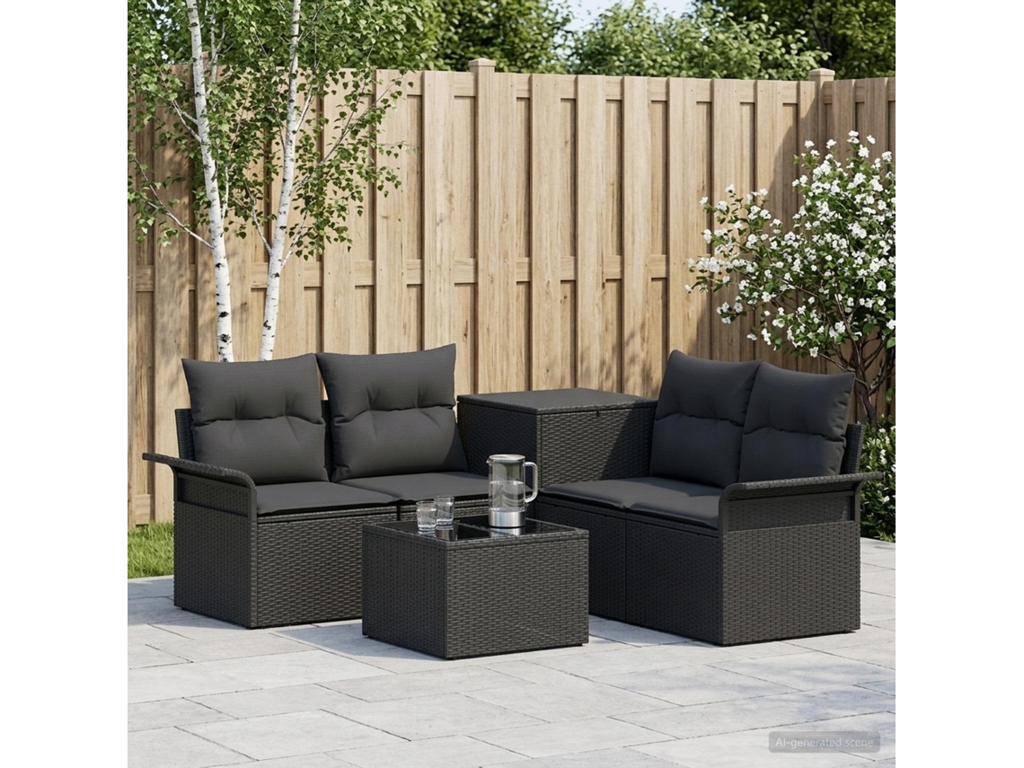Vidaxl Conjunto De Sofás 6 Unid. 4-número De Lugares Preto