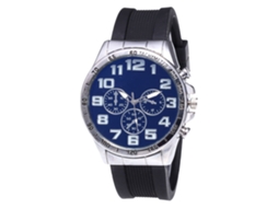 Relógio de quartzo com pulseira de silicone simples, mostrador redondo, unissex casual (azul prateado)