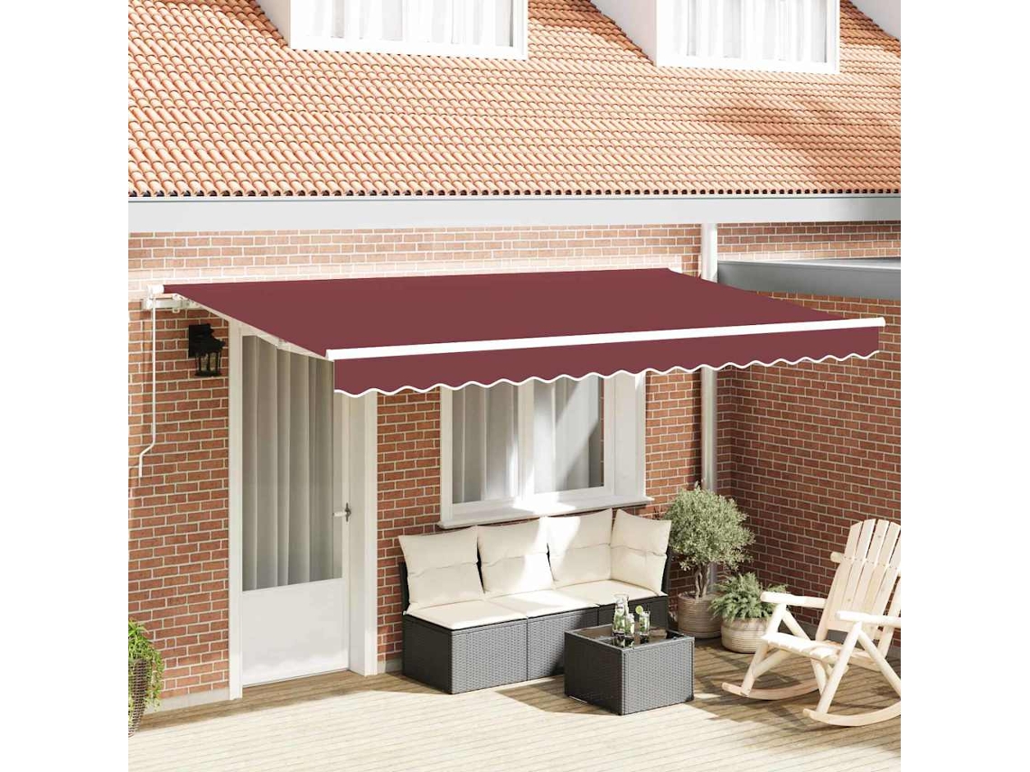 Vidaxl Toldo Retrátil Borgonha 400 X 200 Cm Tecido