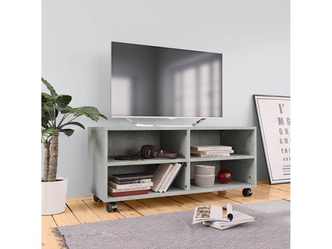 Vidaxl Móvel De Tv Com Rodas Derivados De Madeira Cinzento Cimento