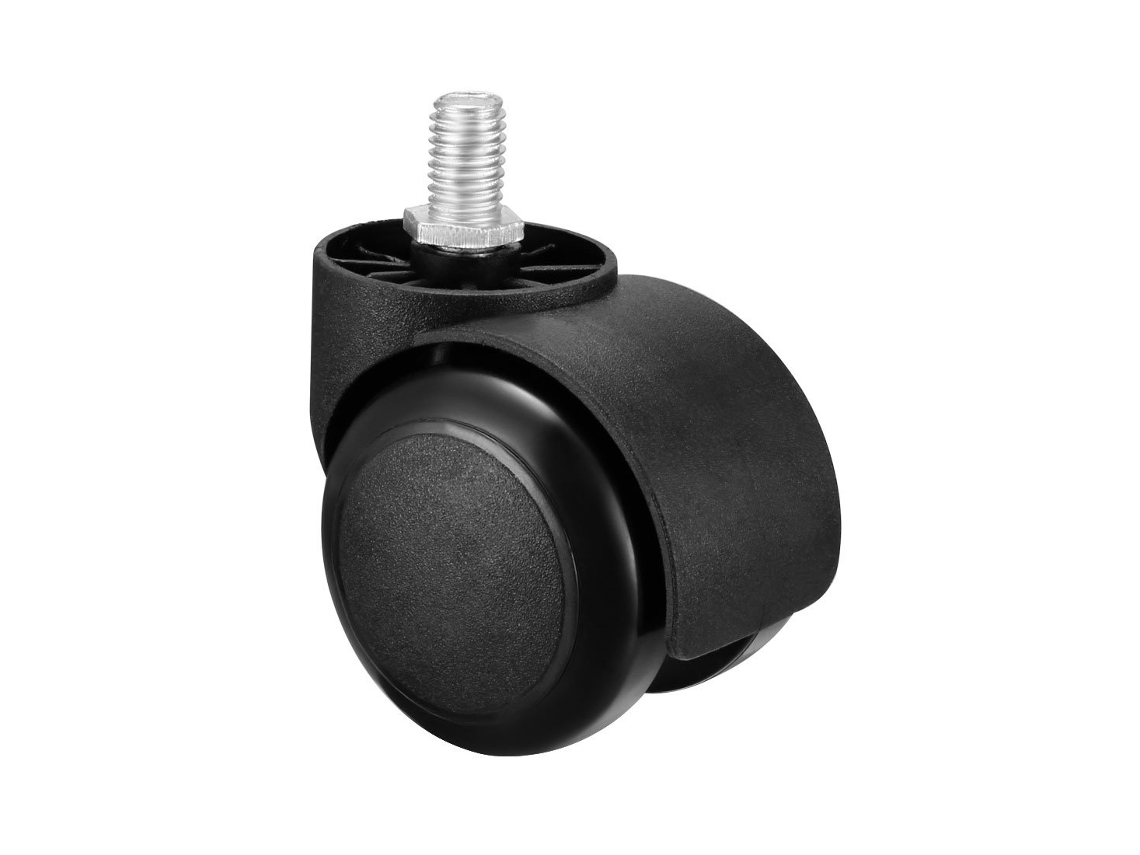 Cadeira de escritório Slowmoose de poliuretano de 2 polegadas com rodízios, rodas duplas, haste roscada M10 x 14 mm, giratória, preta, pacote com 5