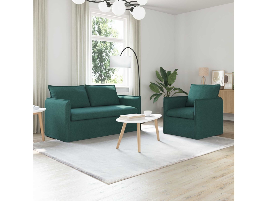 Vidaxl Conjunto De Sofás 2 Unid. Verde-escuro Tecido