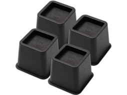 Conjunto De 4 Elevadores De Móveis, Protetores De Piso E Plataformas Elevatórias, Em Abs Preto, Para Cama E