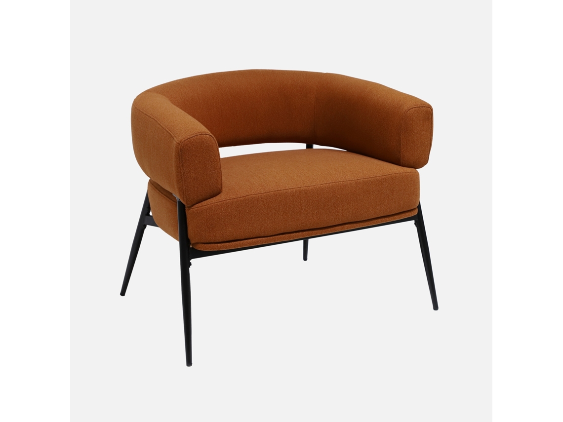 Poltrona Curva Encosto com Base de Metal, Terracota Sweeek