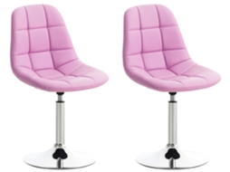 Conjunto de 2 cadeiras Emil em imitação de pele rosa CLP