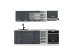 Cozinha R-Line, 240 cm sem bancada, betão preto/branco, Vicco