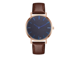 Relógio de Pulso Masculino de Moda com Pulseira de Couro Pu Analógico Quartz (café Escuro)
