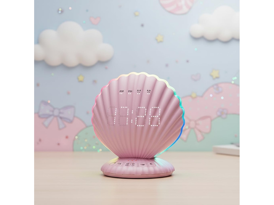 Alto-falante Bluetooth Com Despertador E Luz Led Para Quarto E Mesa (rosa)