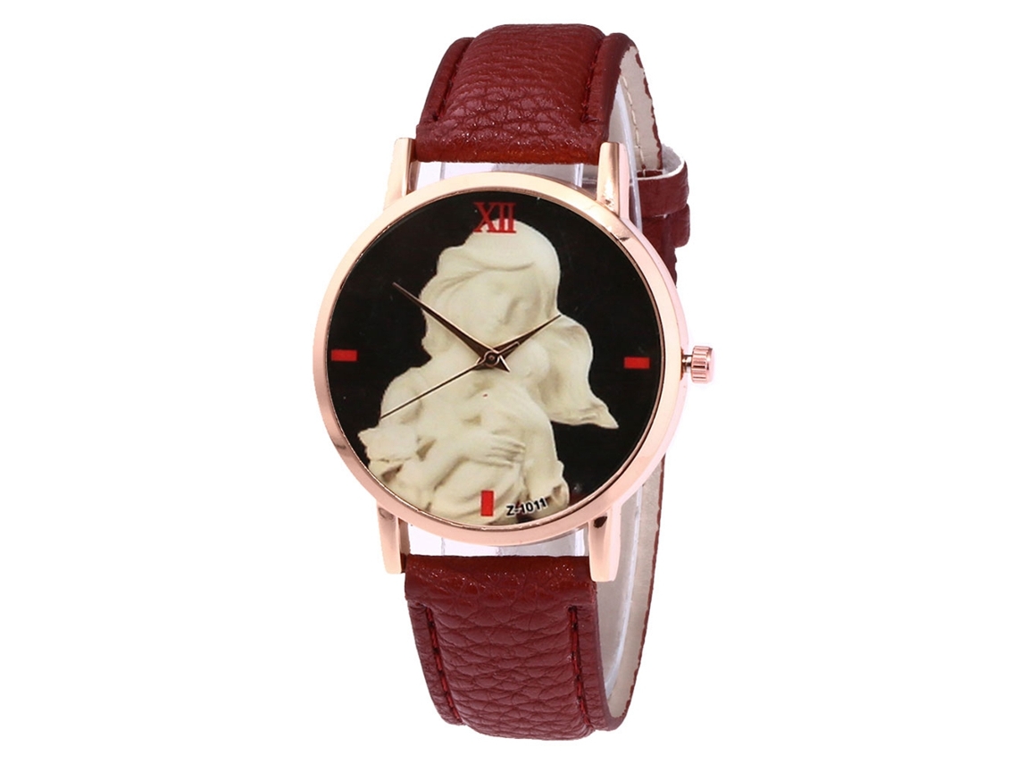 Reloj Unisex Niños Niñas De Cuero Pu Casual Moda Pulsera Café Oscuro