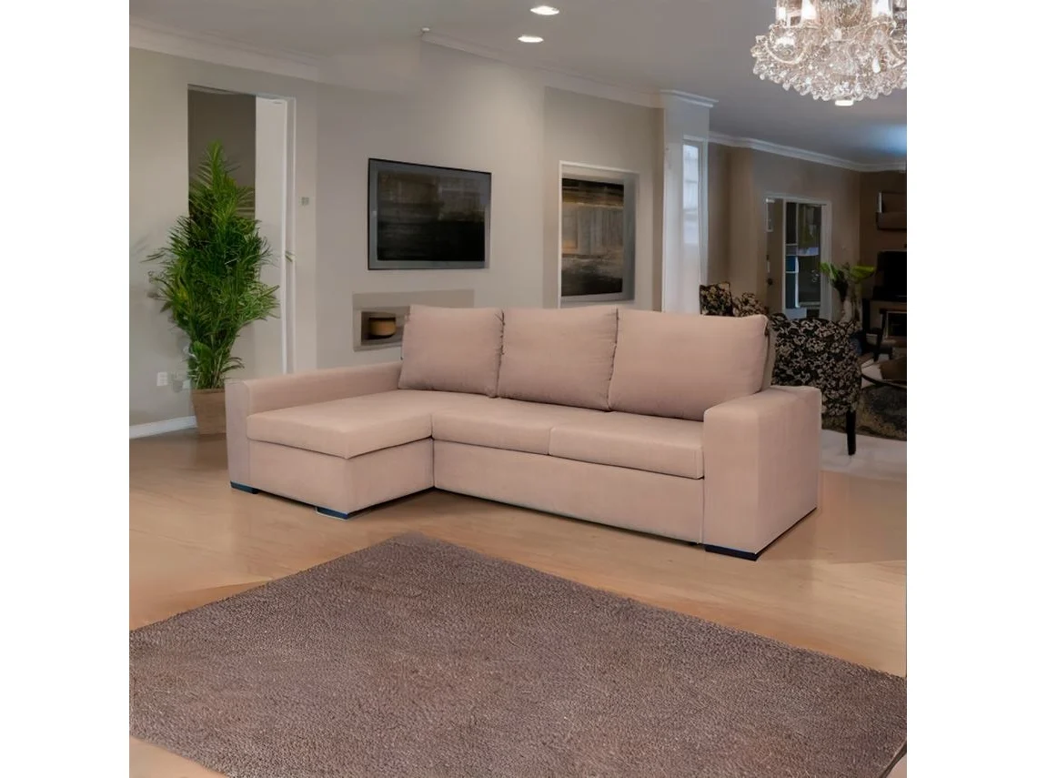 Sofá Chaise Longue Itália - Esquerdo - Bege (260x150 cm)