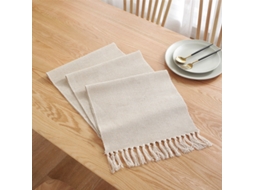 Lurelia Caminho De Mesa Algodão Linho Bege 33x180cm 33x160cm Borlas Nórdico Feito À Mão