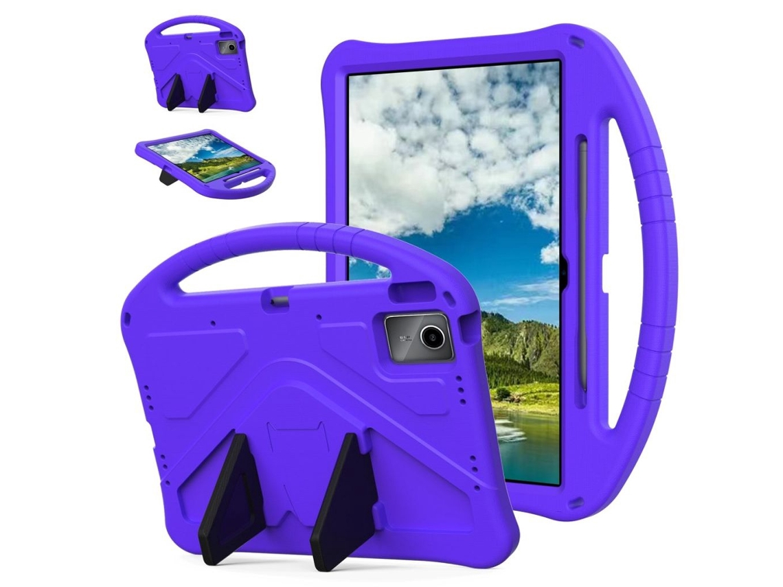 Capa Infantil Para Lenovo Idea Tab Plus Com Alça E Suporte Em Eva - Roxa