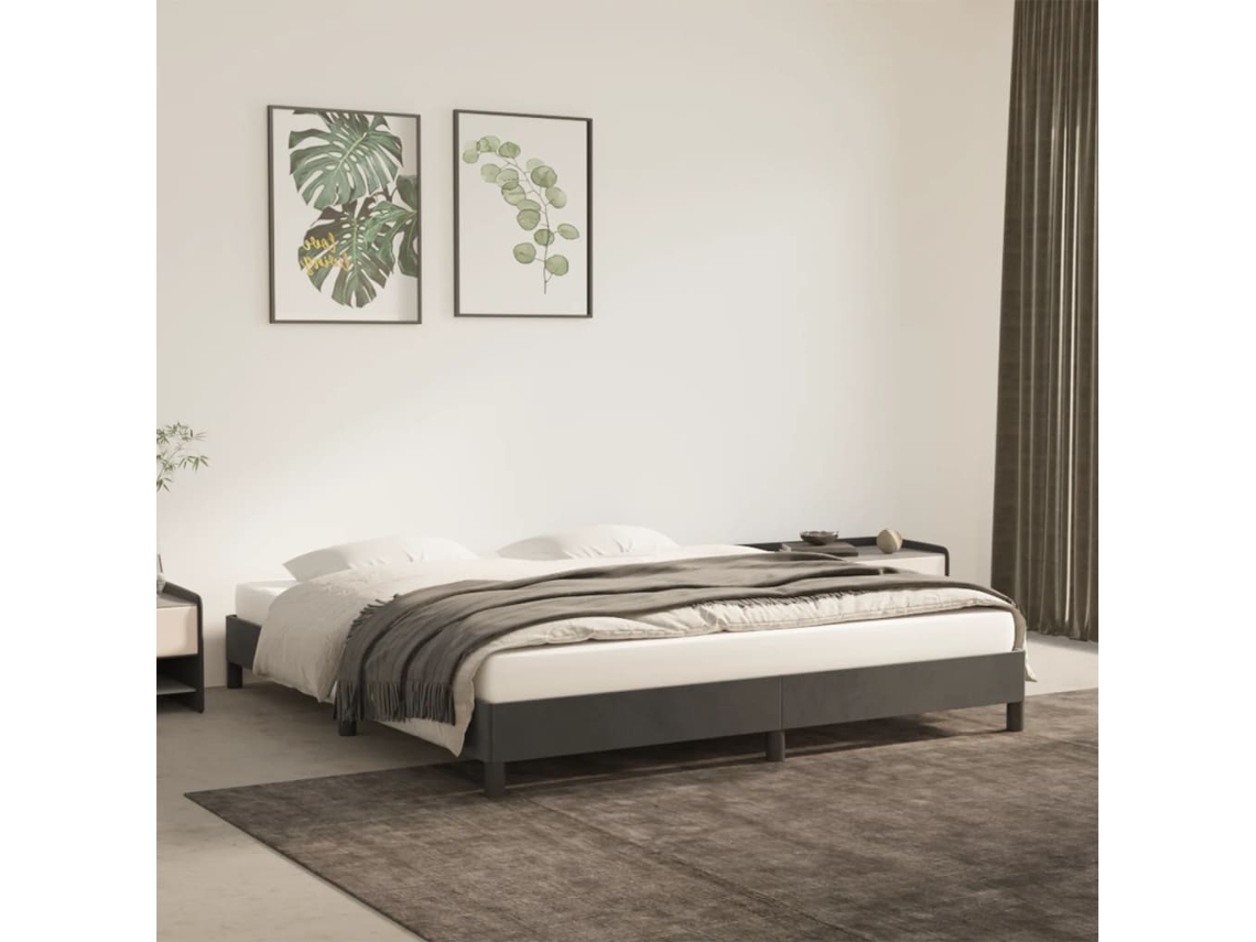Vidaxl Estrutura De Cama Sem Colchão 180x200 Cm Veludo Cinzento-escuro