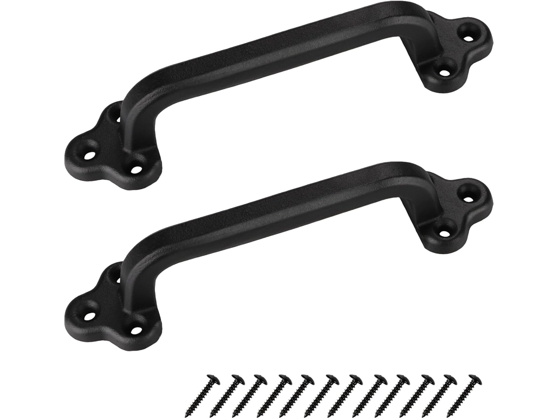 Conjunto De 2 Puxadores Antigos Para Portas Celeiro, Puxadores De Metal Preto Para Portas Correr E Armário, Com