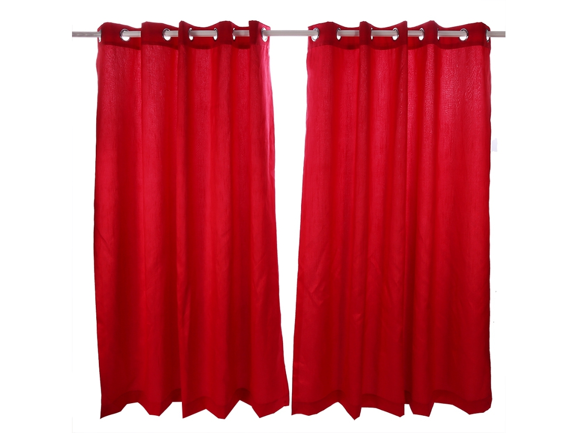Cortinas De Fios Slub Laxiscreed Seda Com Forro Completo 66" X 54"