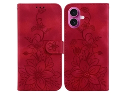 Capa De Couro Para Iphone 17 Com Relevo De Lírio
