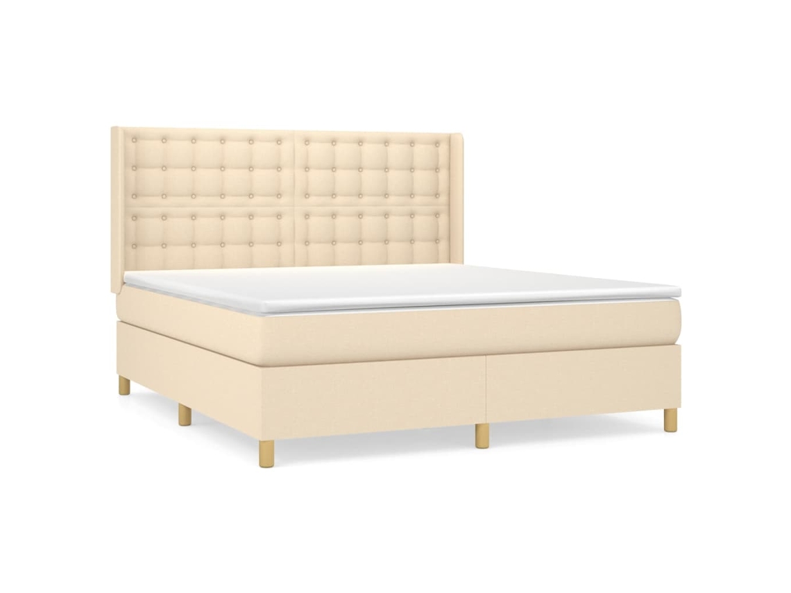 Cama com Molas/colchão 160x200 Cm Tecido Cor Creme MAISON EXCLUSIVE