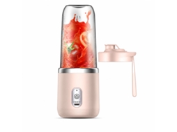 Liquidificador Portátil Recarregável Sem Fios Rosa, Copo Individual Sem Tampa, 6 Lâminas Em Aço Inoxidável 304, Para Sumos E Batidos