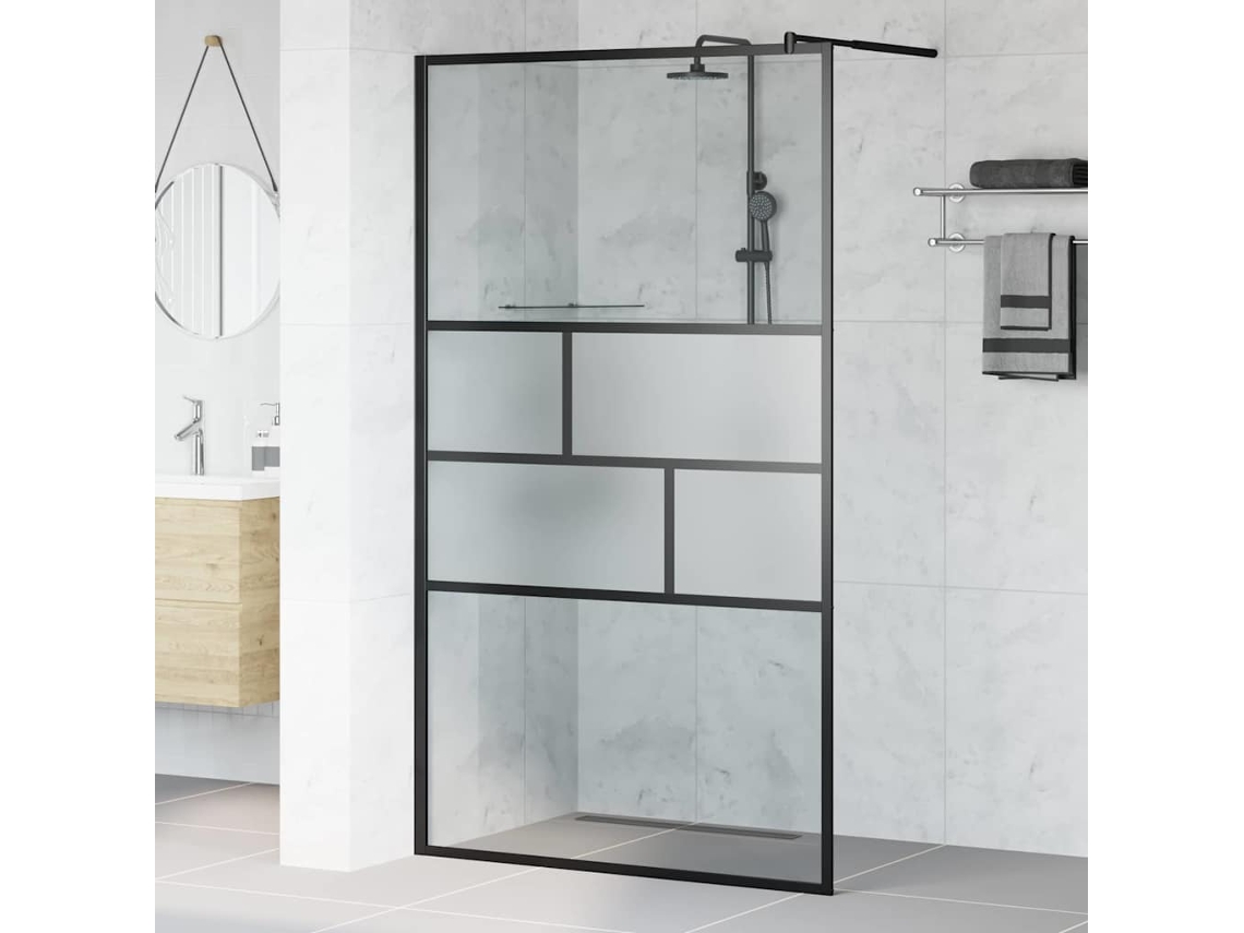 Vidaxl Parede De Chuveiro Walk-in Preto 115 X 195 X 0,5 Cm