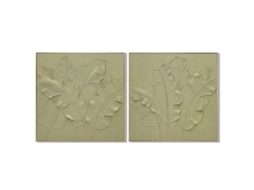 Pintura Home Esprit Verde Palmeiras Tropical 82 X 4,5 X 82 Cm (2 Unidades)