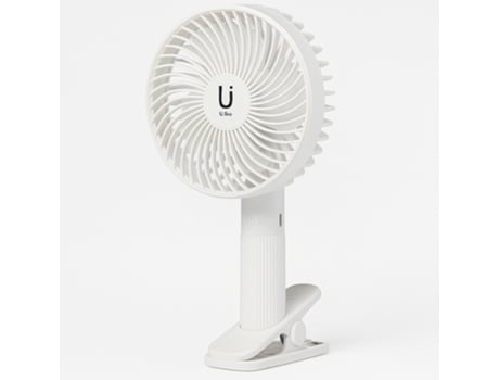 Ventoinha Com Mola Para Secretária, 3 Velocidades, Bateria Recarregável, Usb, Cabo Incluído Unjeu Fs01 00016 Branco