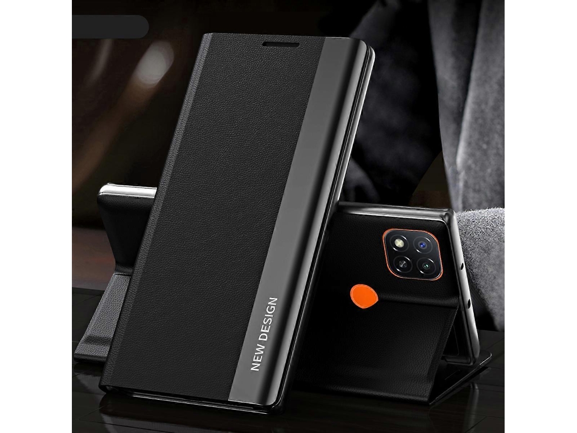 Capa De Couro Ultrafina Com Aba Horizontal, Revestimento Lateral Eletroplaqueado E Ímã, Com Suporte, Para Xiaomi Redmi 9c.