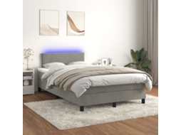 Vidaxl Cama Box Spring C/ Colchão/led 120x200 Cm Veludo Cinzento-claro