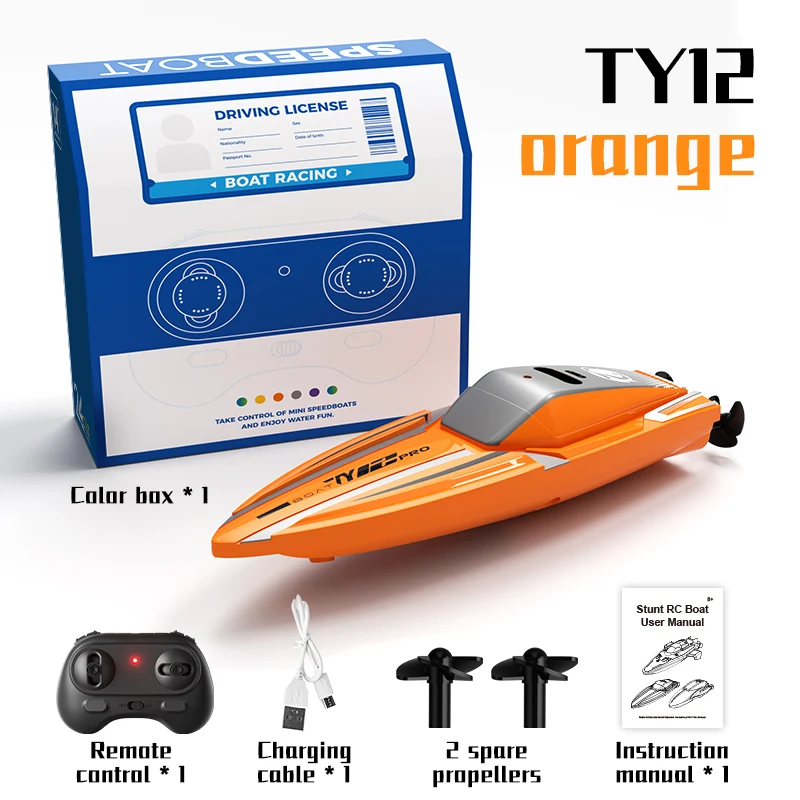 Mini Barco Infantil com Controle Remoto, Dois Motores, Rádio, Brinquedo de Banho À Prova D'água MDUG (laranja)