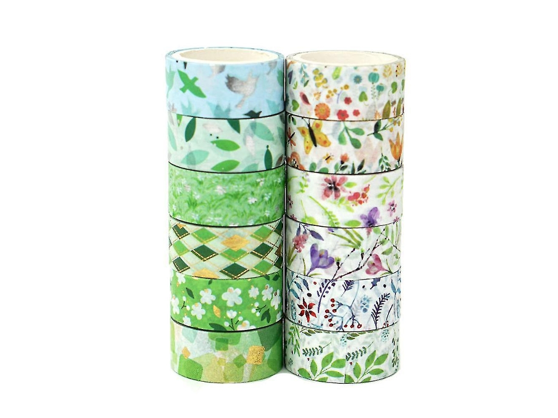 Fita Adesiva Washi, 12 Rolos, Decorativas, Fitas Washi Exclusivas Com Belos Padrões, Cores Duradouras Que Não Desbotam, Perfeitas Artesanato