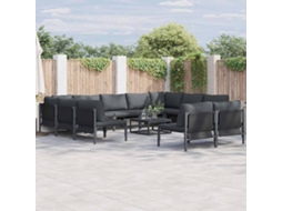 Vidaxl Conjunto De Sofá De Jardim 12 Unid. Preto Aço