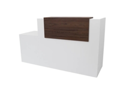 Balcão De Recepção Básico, 80 Cm, Adaptado Para Pessoas Com Mobilidade Reduzida. Direito. 117,5 X 280 X 65 Cm. Nogueira. Ofilike