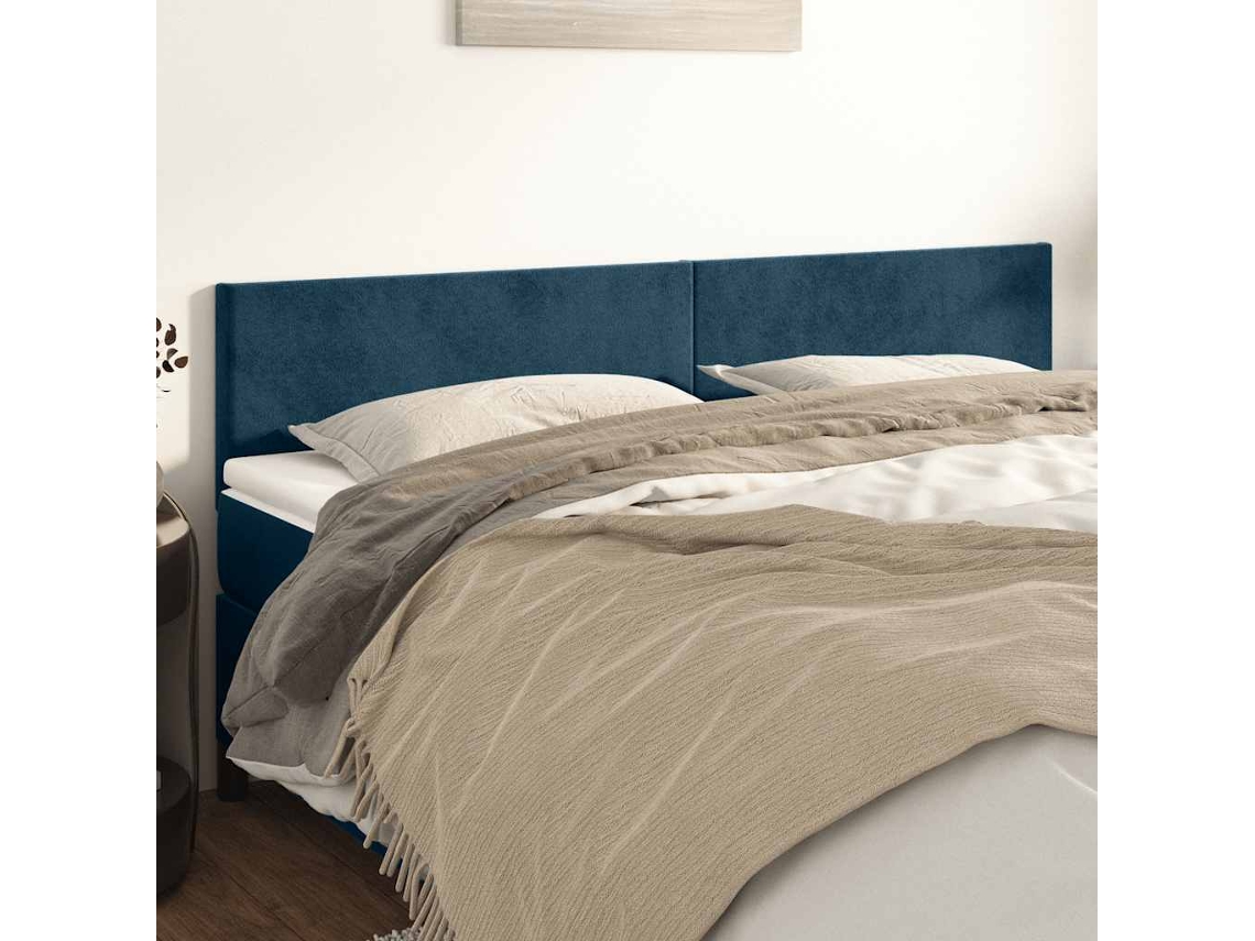 Vidaxl Cabeceiras Azul-escuro 200x5x78/88 Cm Veludo