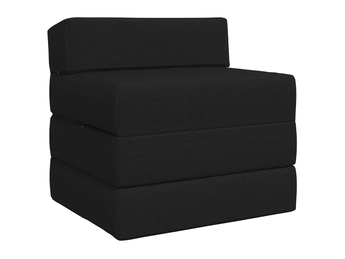 Sofá Cama Dobrável Preto 200 X 70 X 15 Cm Tecido SYFAX
