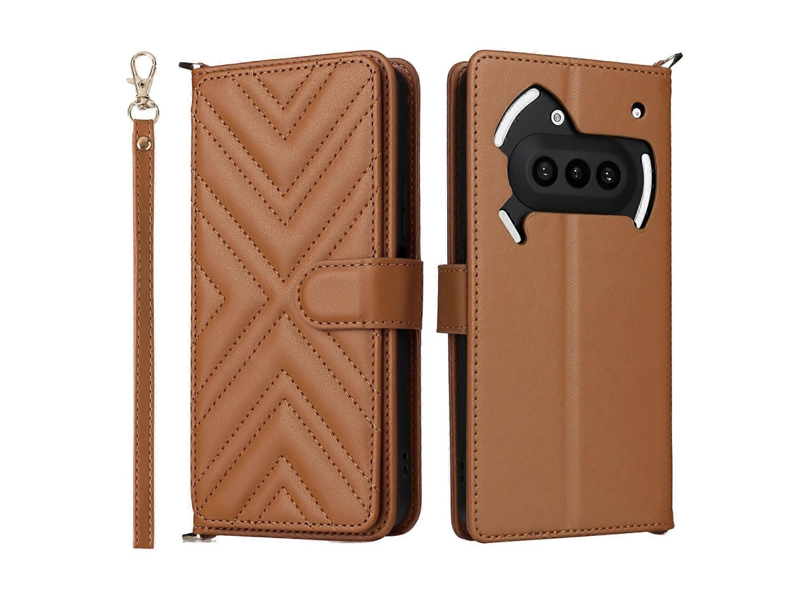 Capa Multifuncional De Couro Com 6 Compartimentos Para Cartões E Alça De Pulso Para Nothing Phone 3a