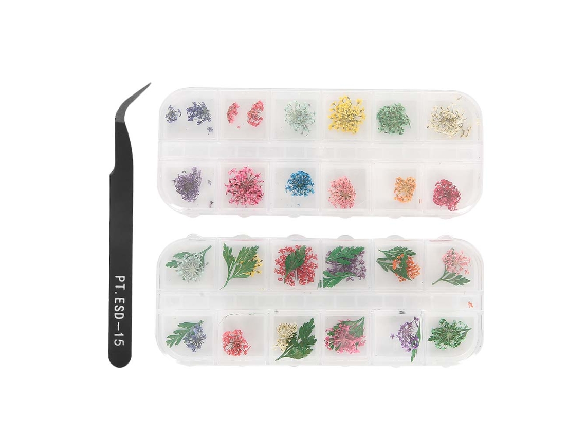 Decoração de unhas Rebe com flores secas, acessórios de manicure faça você mesmo, arte para unhas.