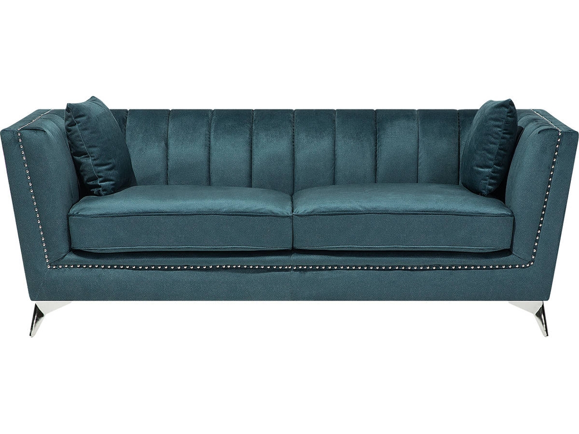 Sofá Gaula (Azul - Veludo - 80x211x77 cm)