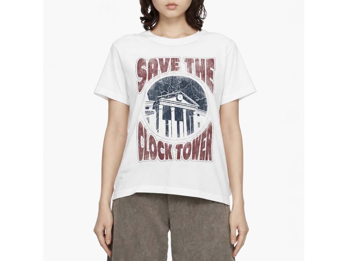 Rockinstone Back To The Future Movie Saves The Day White Adult T-shirt Size:l