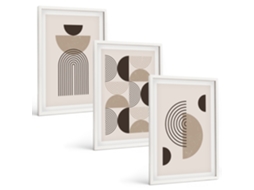 Composição De Quadros Padrões Minimalistas Abstratos Moldura Branca Imagens Para Um Quarto Infantil Espelharte (3 Piezas De 40x60 Cm)