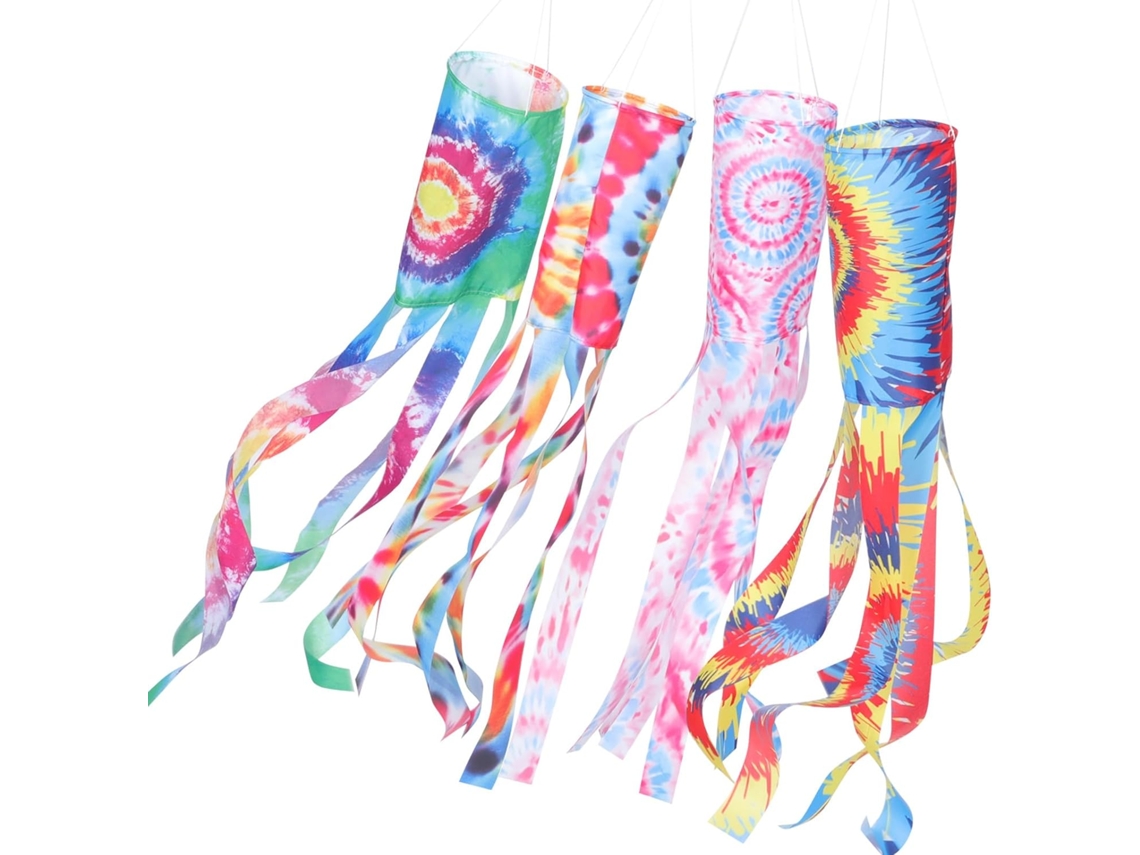 Kit de 4 Bandeiras de Vento Coloridas em Poliéster com Estampa Batik da Inoomp, Reutilizáveis e Leves, Ideais para CHABERLU