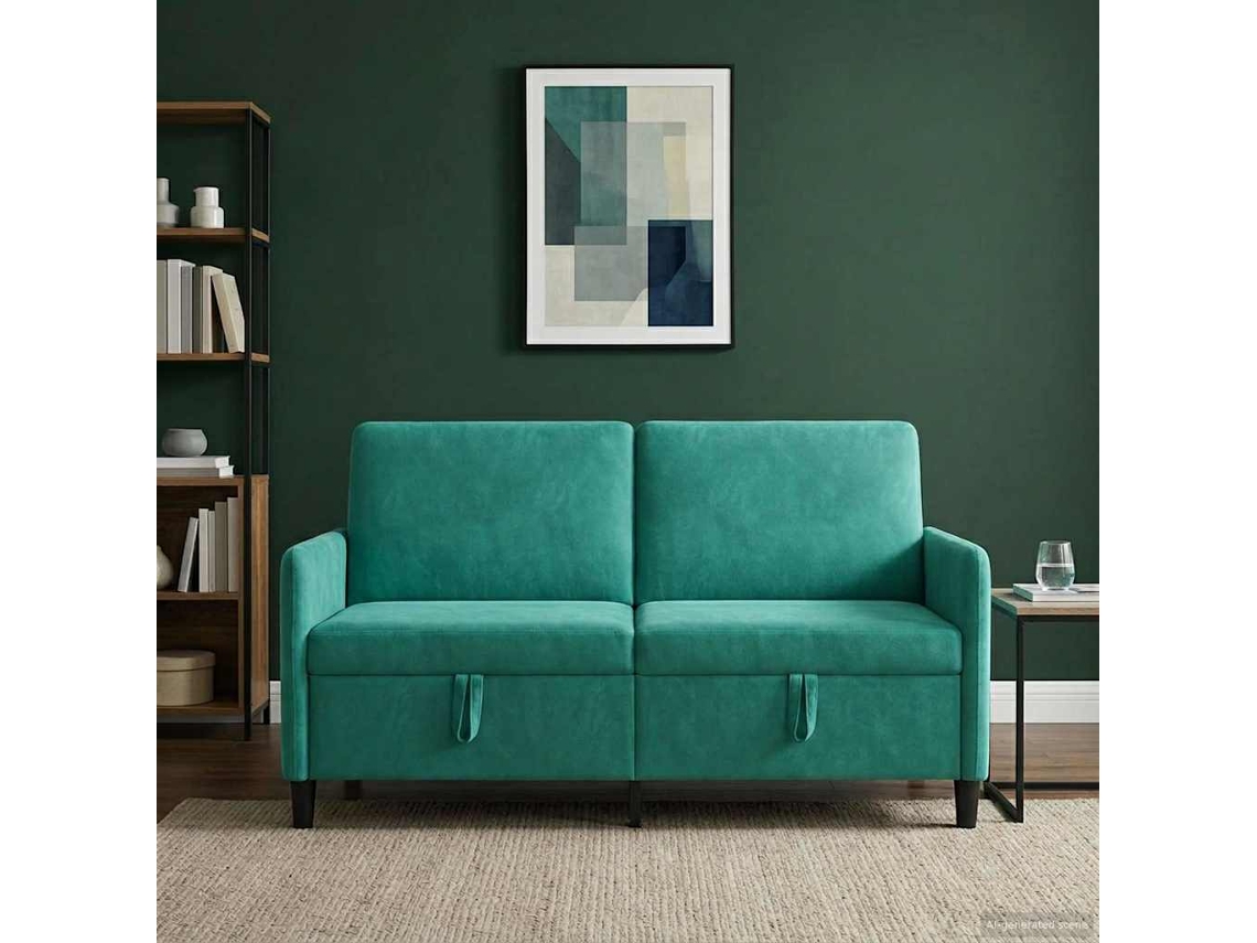 Vidaxl Sofa Com Armazenamento Turquesa 152 X 78 X 87 Cm Poliéster