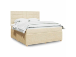 Vidaxl Cama Com Molas/colchão 180x200 Cm Tecido Cor Creme