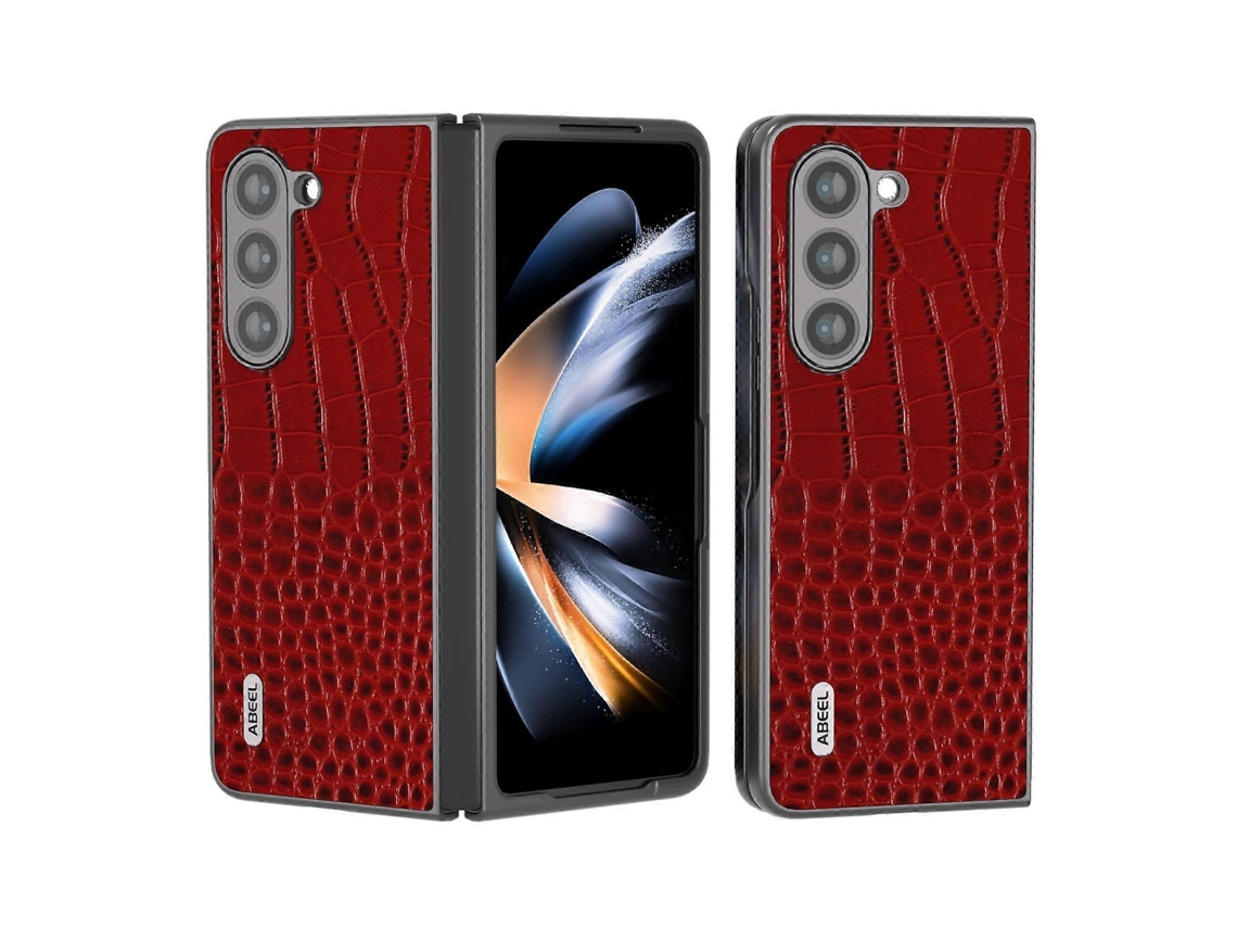 Capa De Celular Abeel Em Couro Com Estampa De Crocodilo E Borda Preta