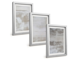 Conjunto De Pinturastexturas Desgastadas, Moderno Moldura Prateada Quadros Para A Sala De Estar Espelharte (3 Peças 20x30 Cm)