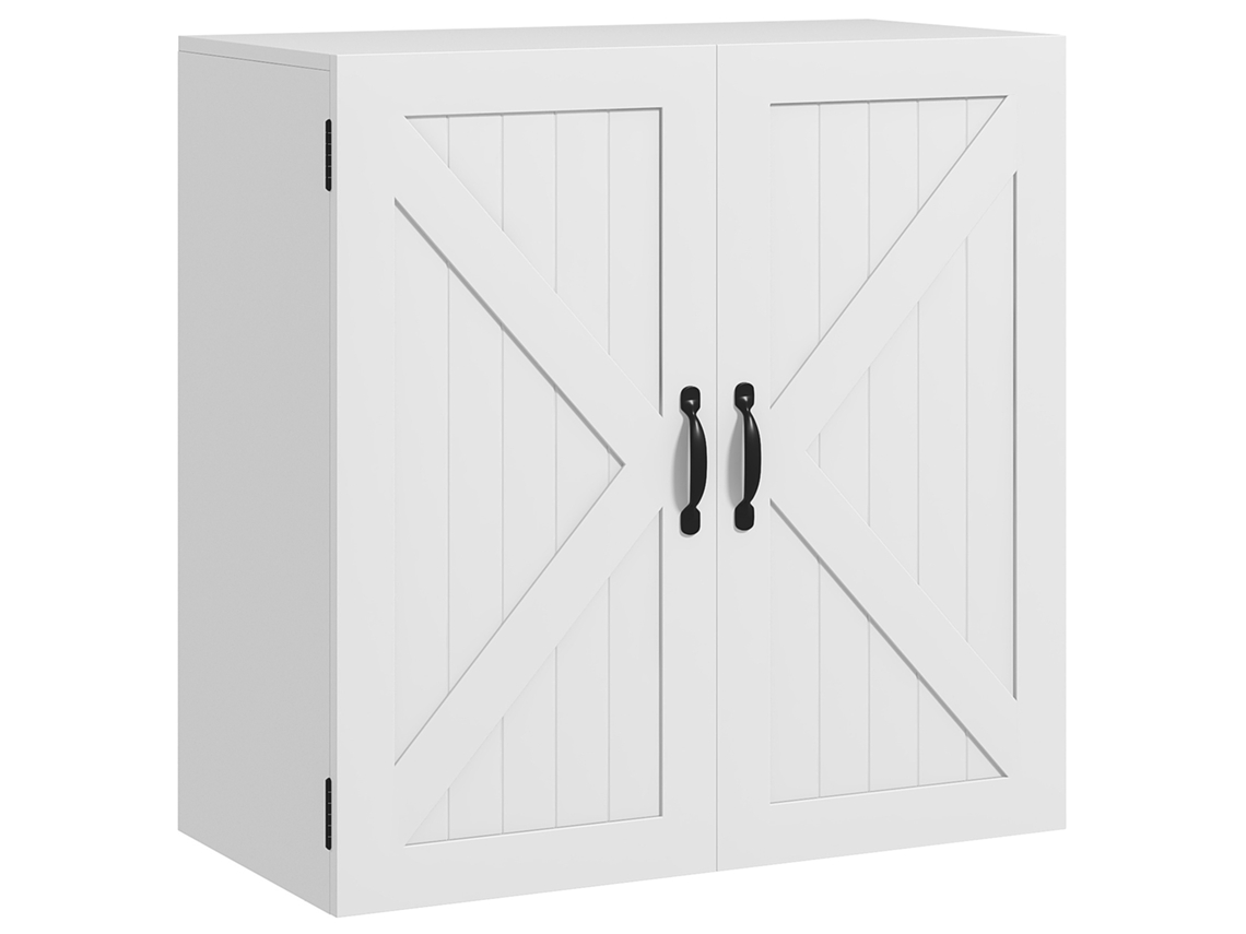 Armário de parede de madeira country com prateleira ajustável, 60x30x60 cm branco S/MARCA