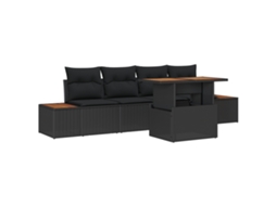 Conjunto 5 Conjunto De Sofá Modular Vidaxl Preto Vime Pe (100 X 55 X 73 Cm)